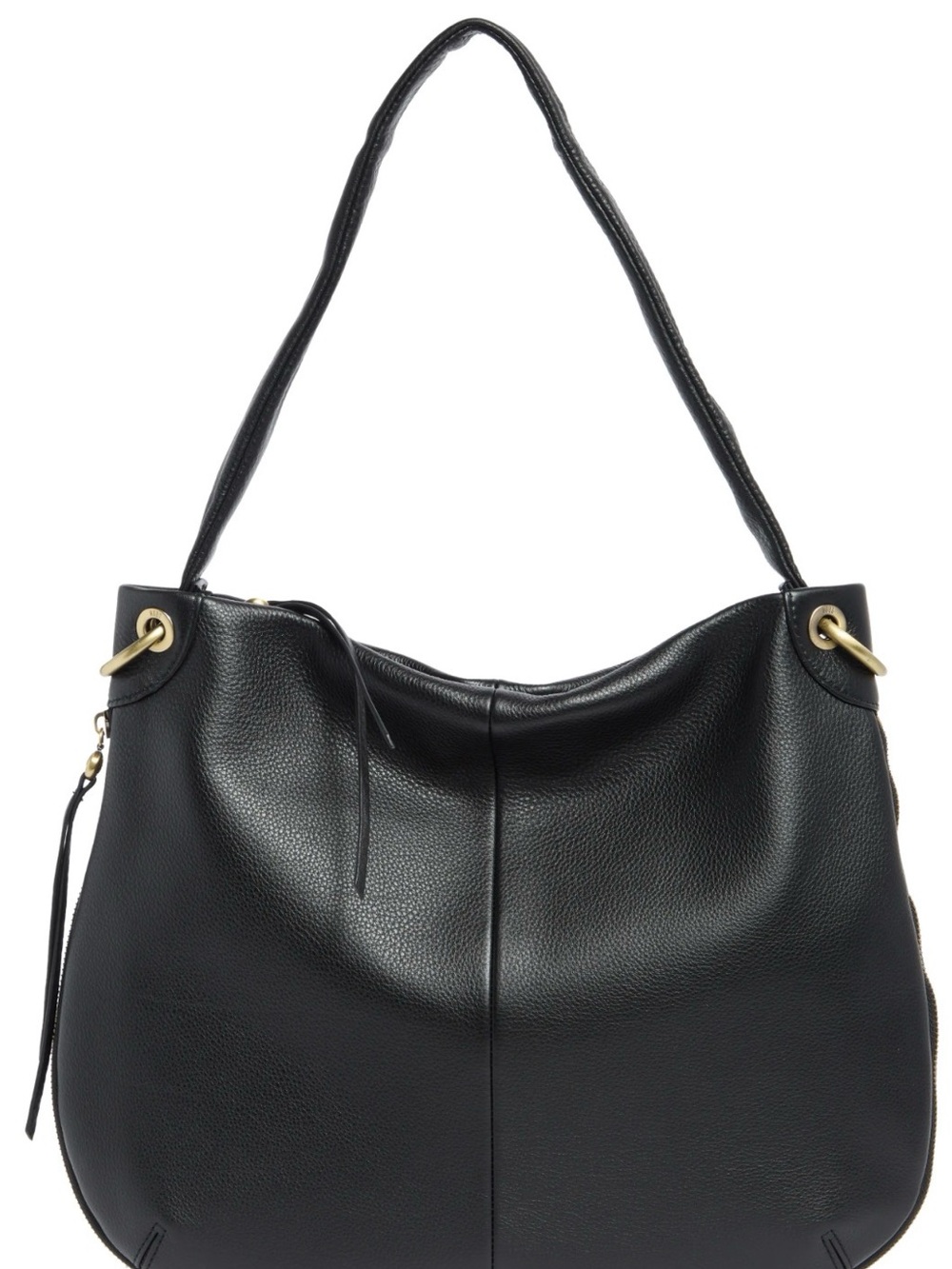 HOBO Fern Black Leather Shoulder Bag with Gold-Tone Hardware